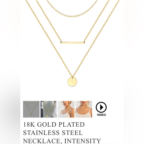 18k Gold plated stainless steel necklace. - Picture 1 of 3